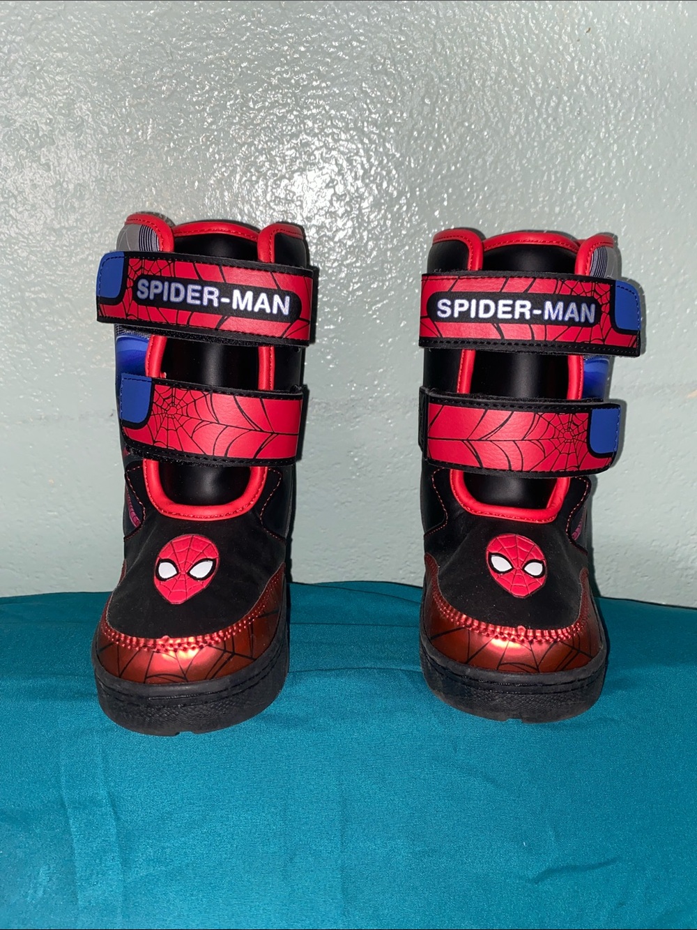 Spiderman Red, Black & Blue Kids Hook-and-Loop Boots - Spiderman Snow Boots